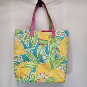 Lily Pulitzer For Estee Lauder Tropical Lemon Print Large Tote Bag